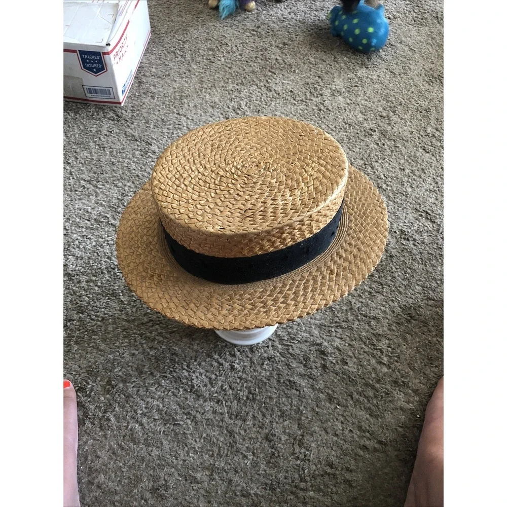 Vintage Knox Premier Fifth Ave NY Straw Hat  Ribbon Band Size 7 1/8 USA